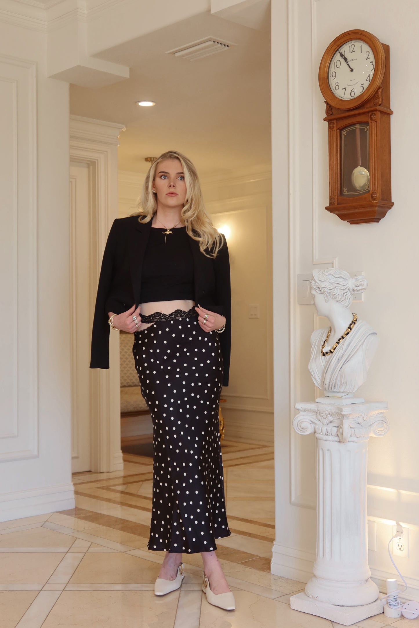 Torn Away Polkadots Maxi Skirt