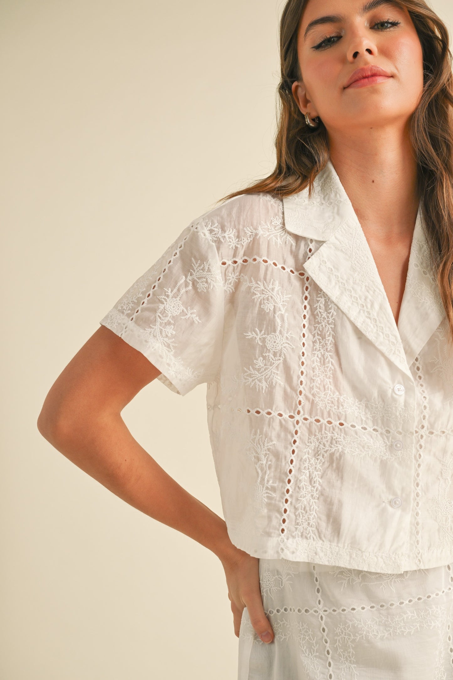 Cropped Eyelet Cabana Top