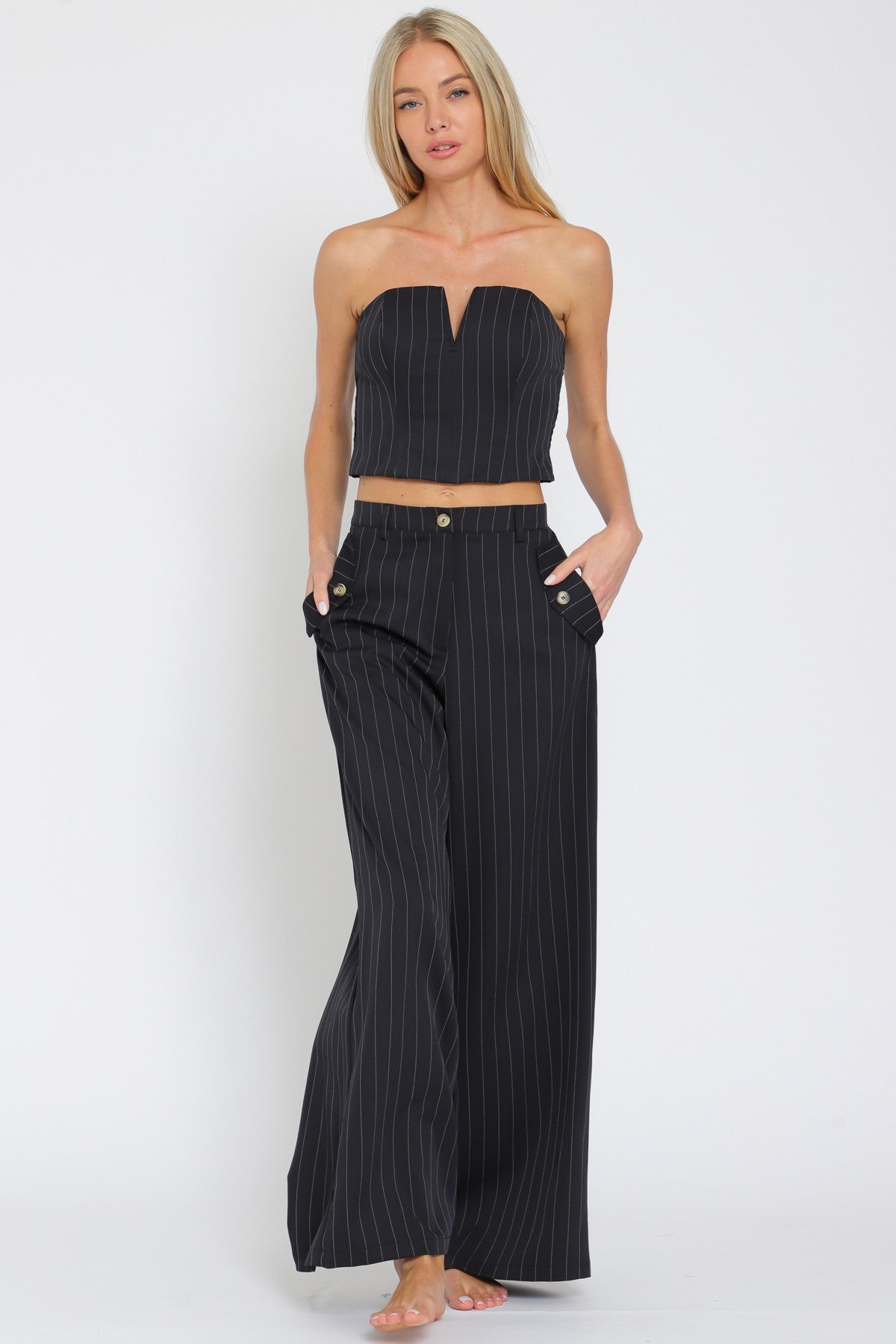 Boned Pin Stripe Top