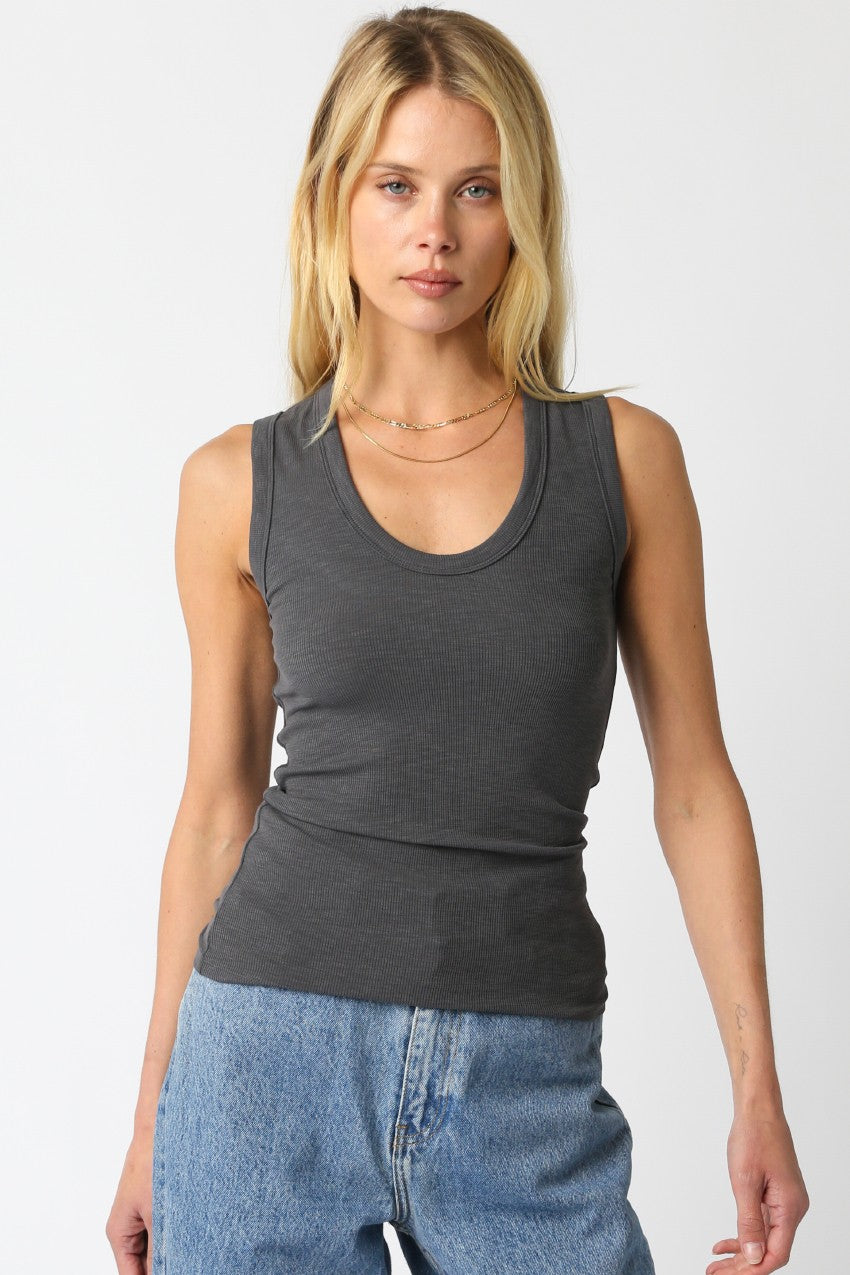 U Scoop Ribbed Top