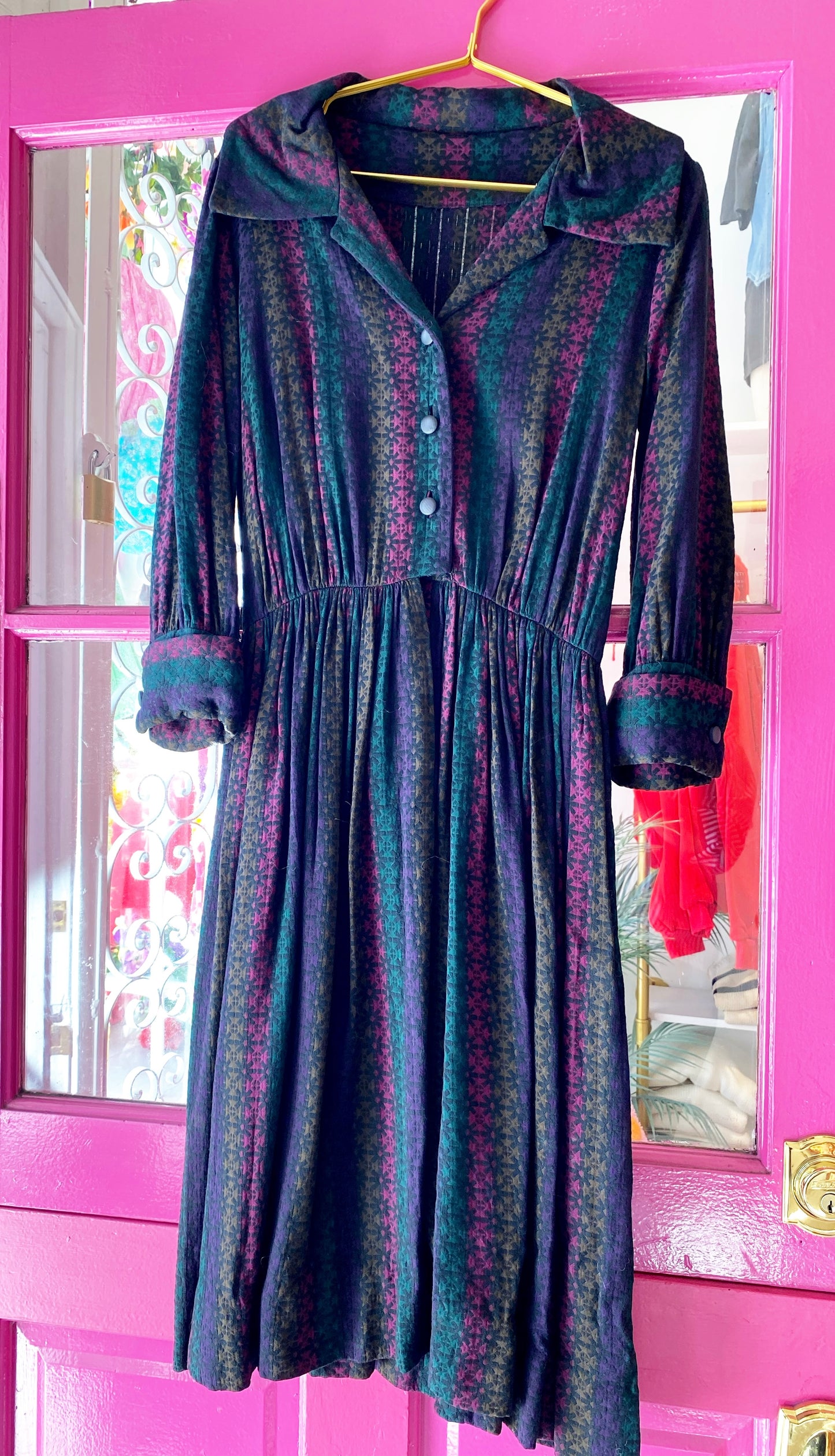 Vintage Dark Stripe Swing Dress