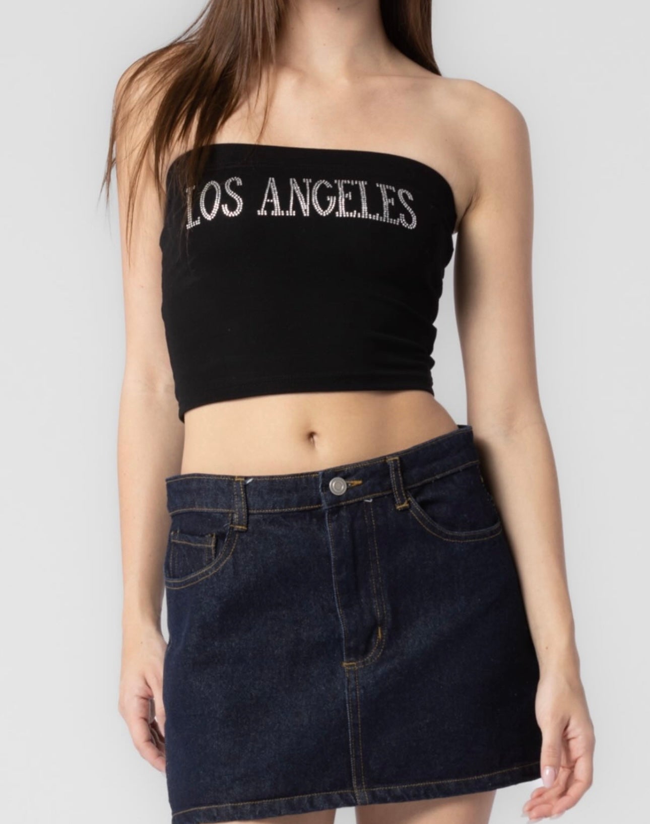 Y2K Los Angeles Rhinestone Tube Top