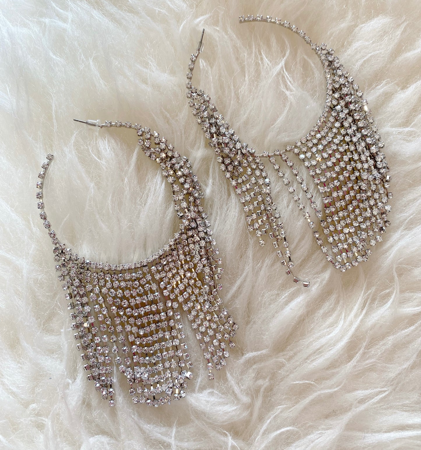 Disco Rhinestone Fringe Hoop