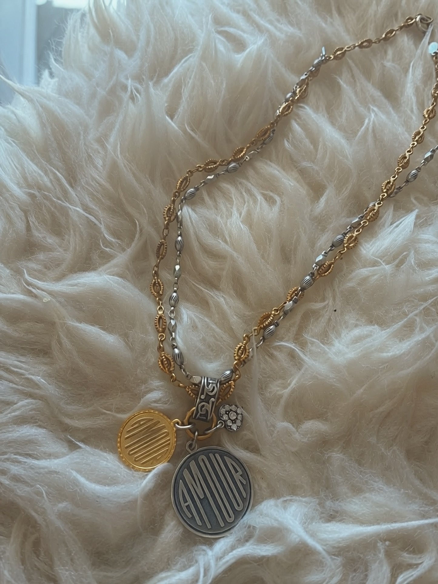 912 Mixed Metal Coin Amore Necklace