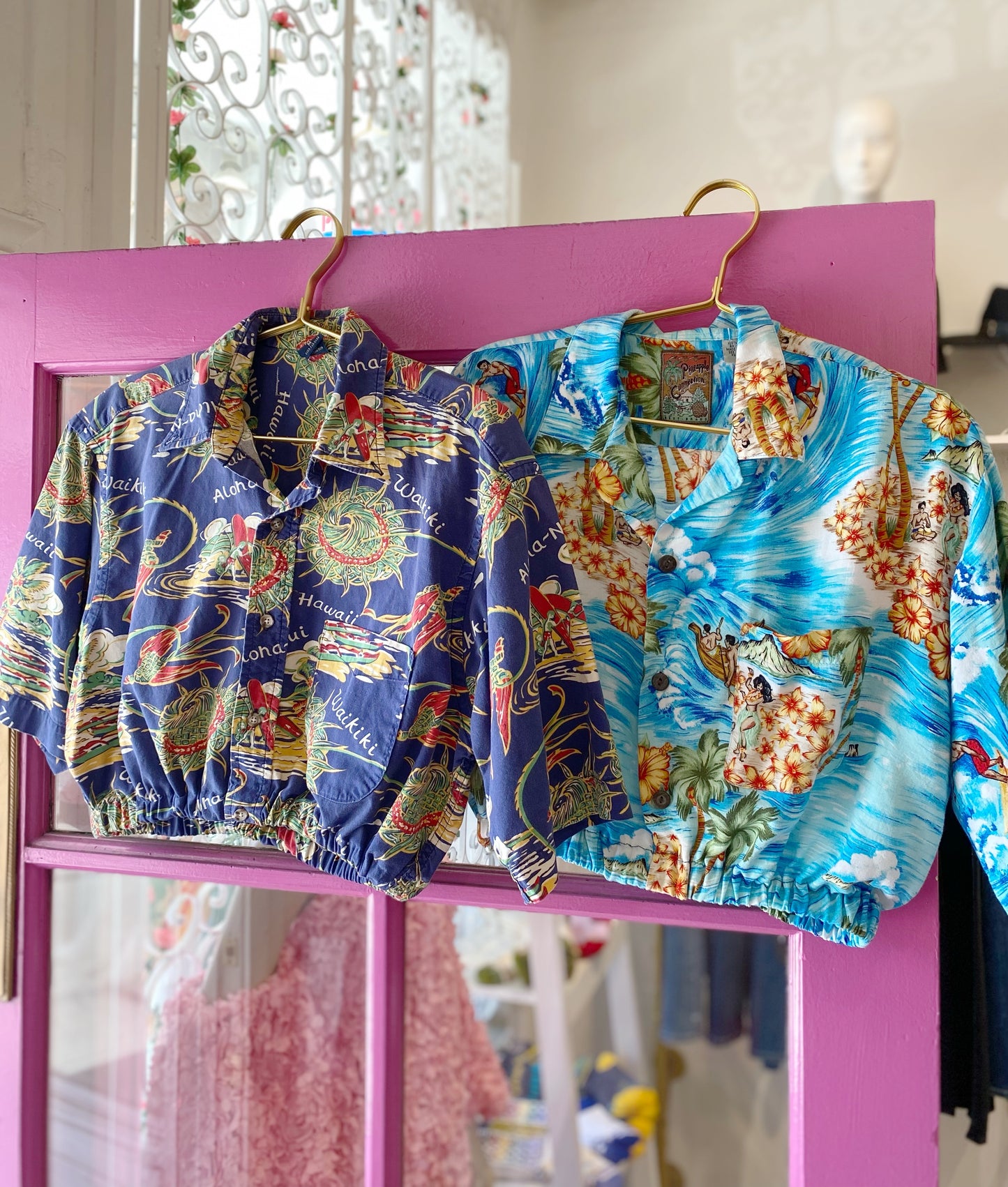 Redone Vintage Hawaiian Crop Tops