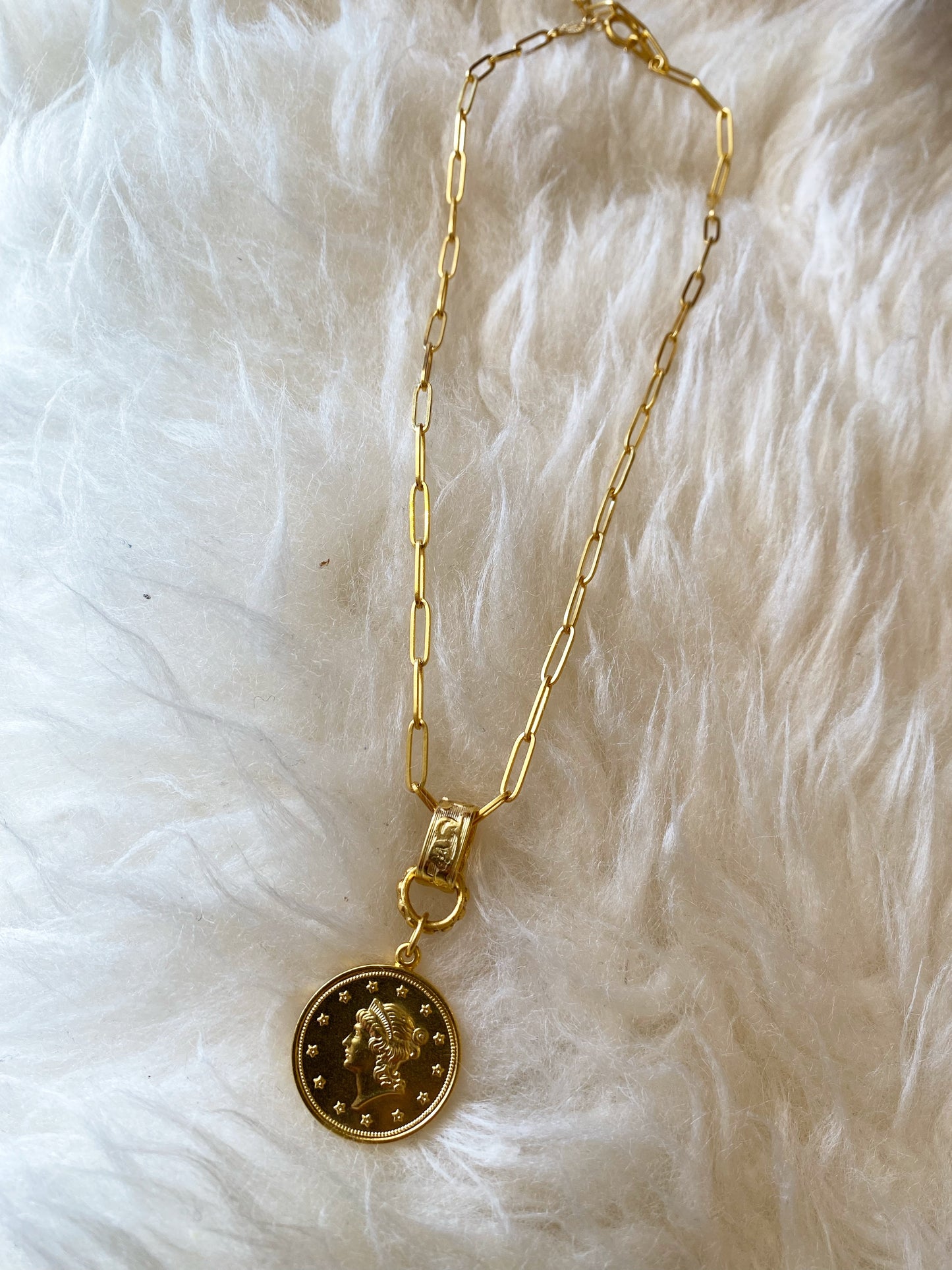 0822G Coin Link Necklace