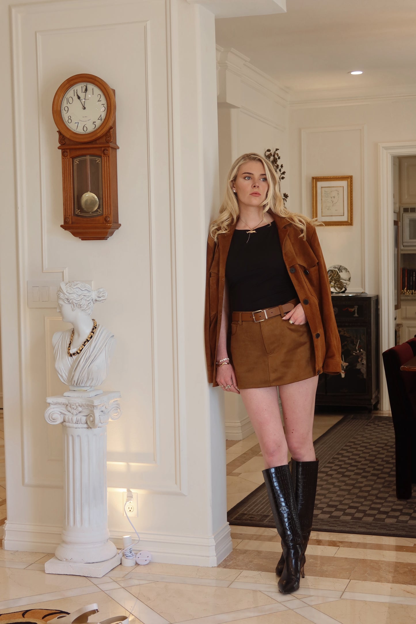 Faux Suede Mini Skort