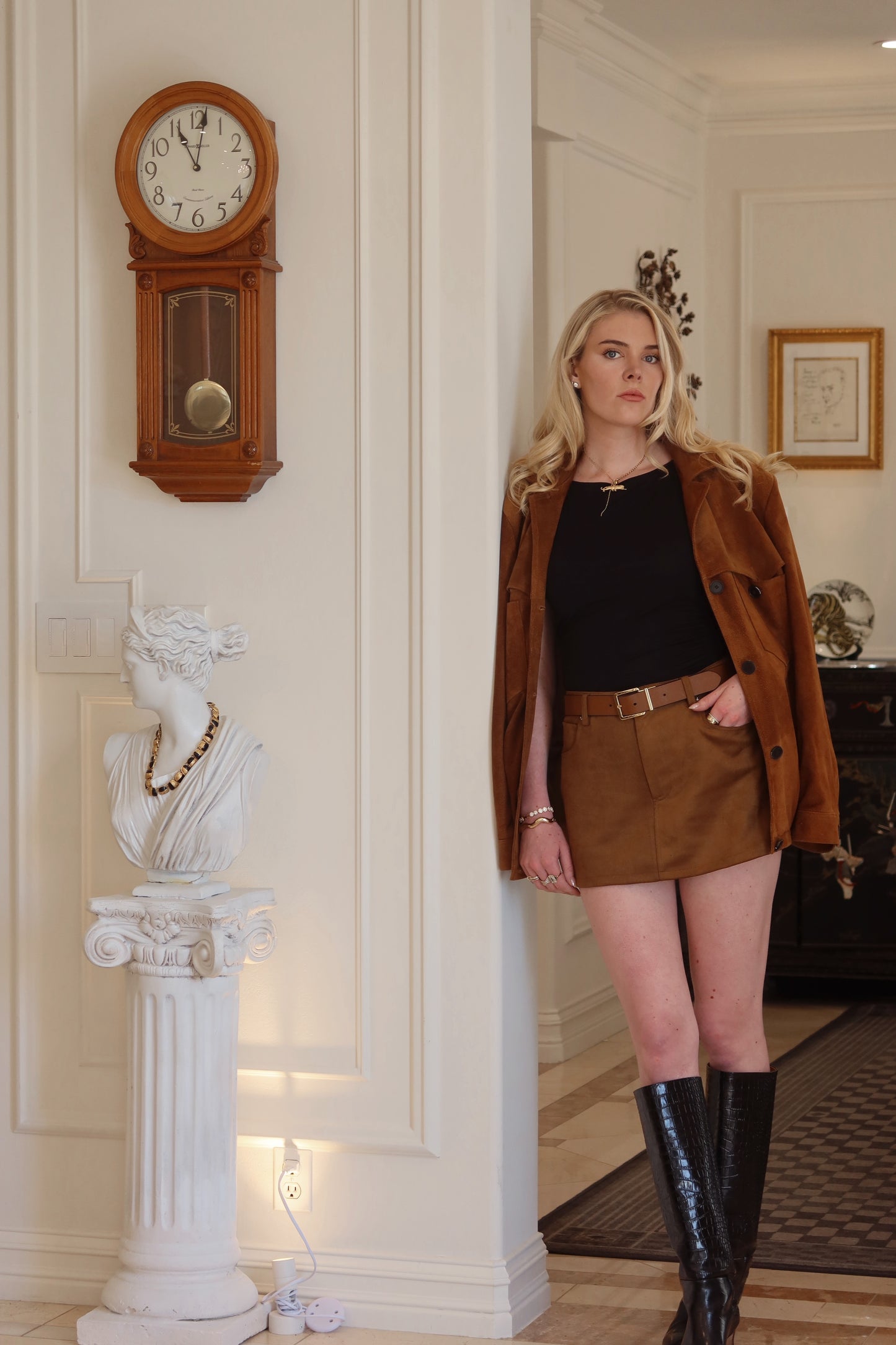 Faux Suede Mini Skort