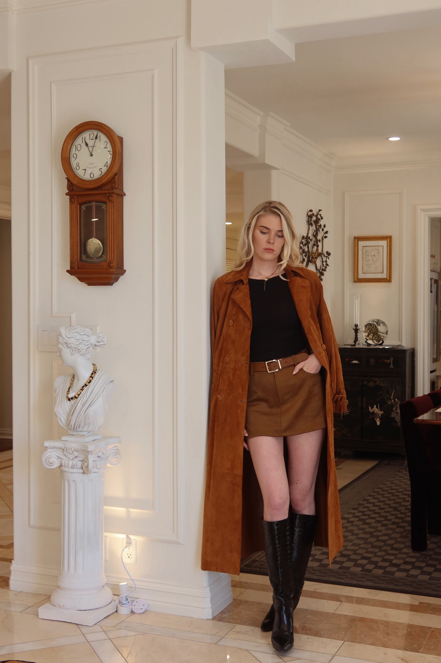 Faux Suede Mini Skort
