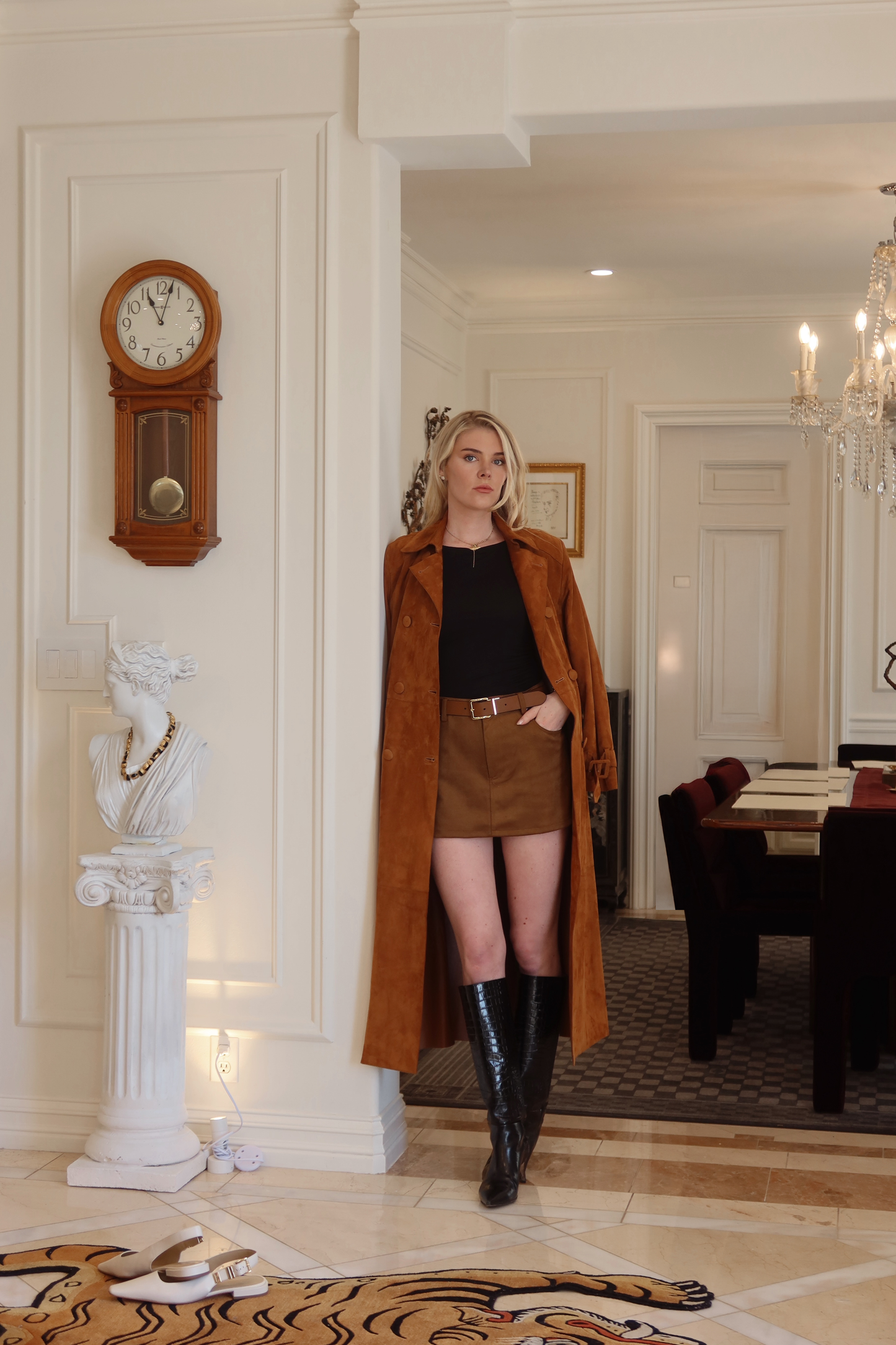 Faux Suede Mini Skort