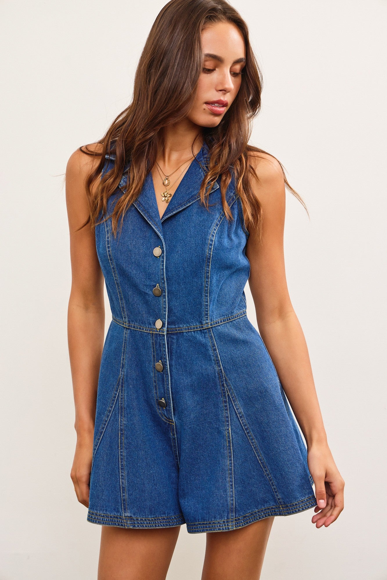 Denim Collard Romper