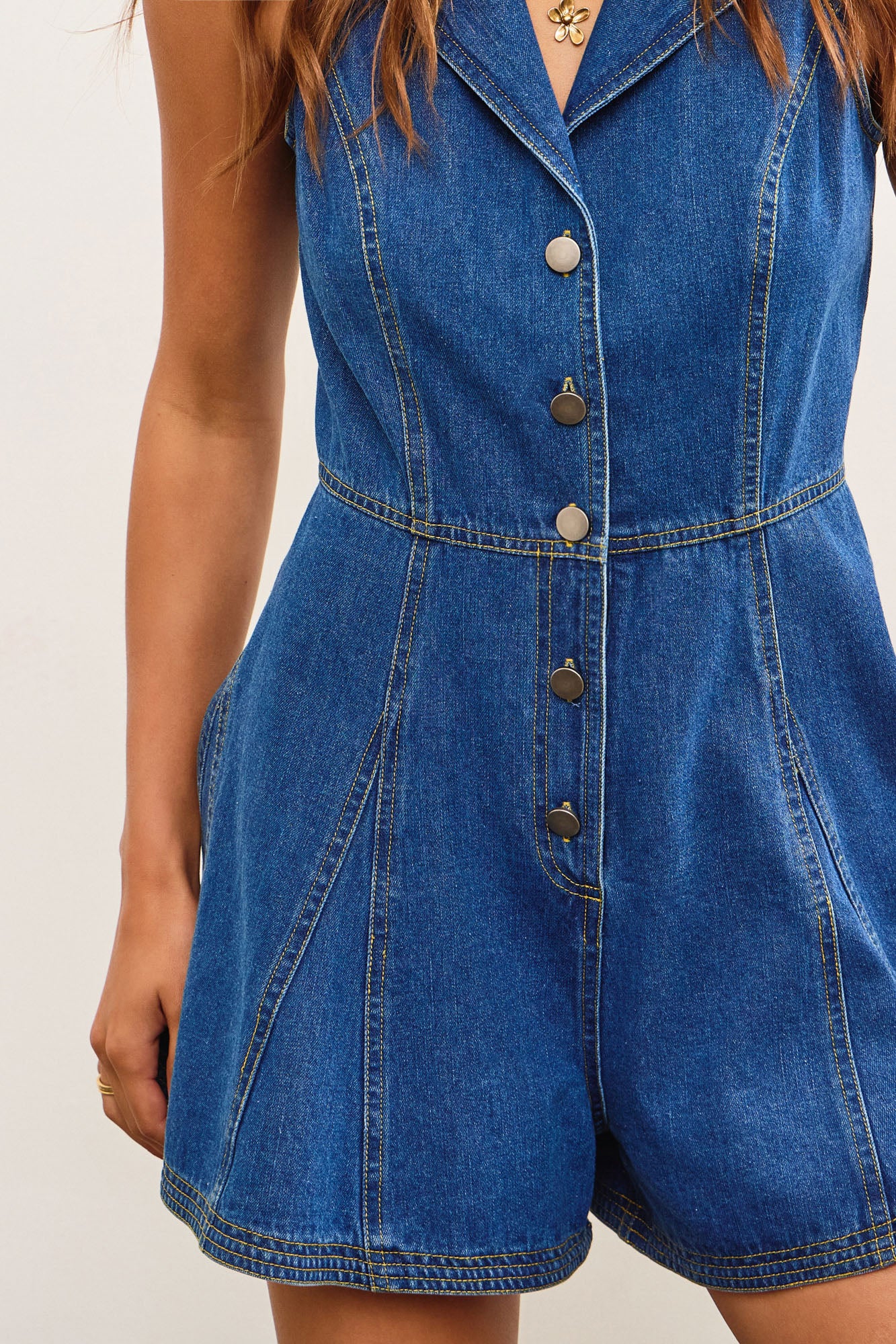 Denim Collard Romper