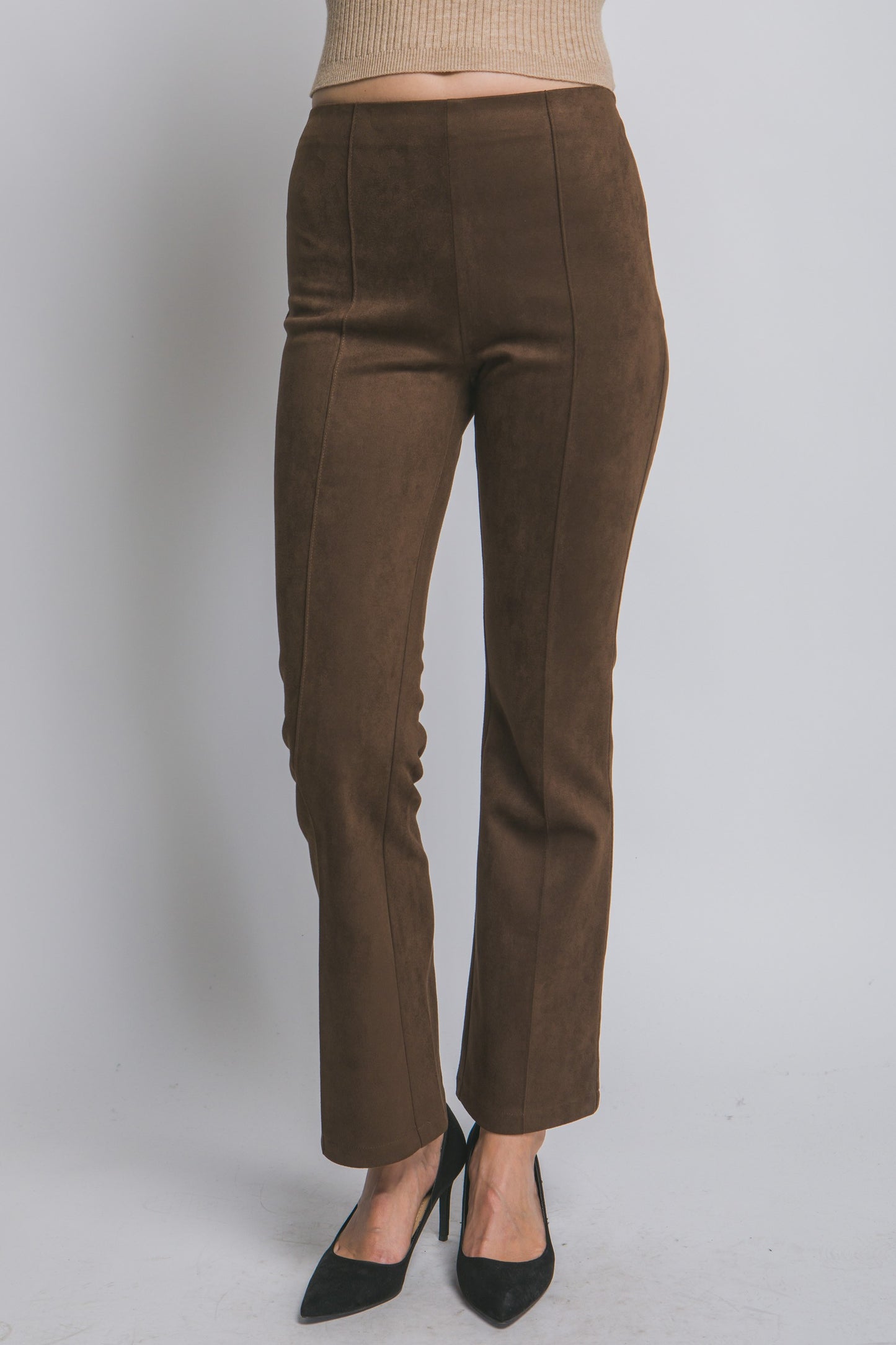 Faux Suede Flare Pants