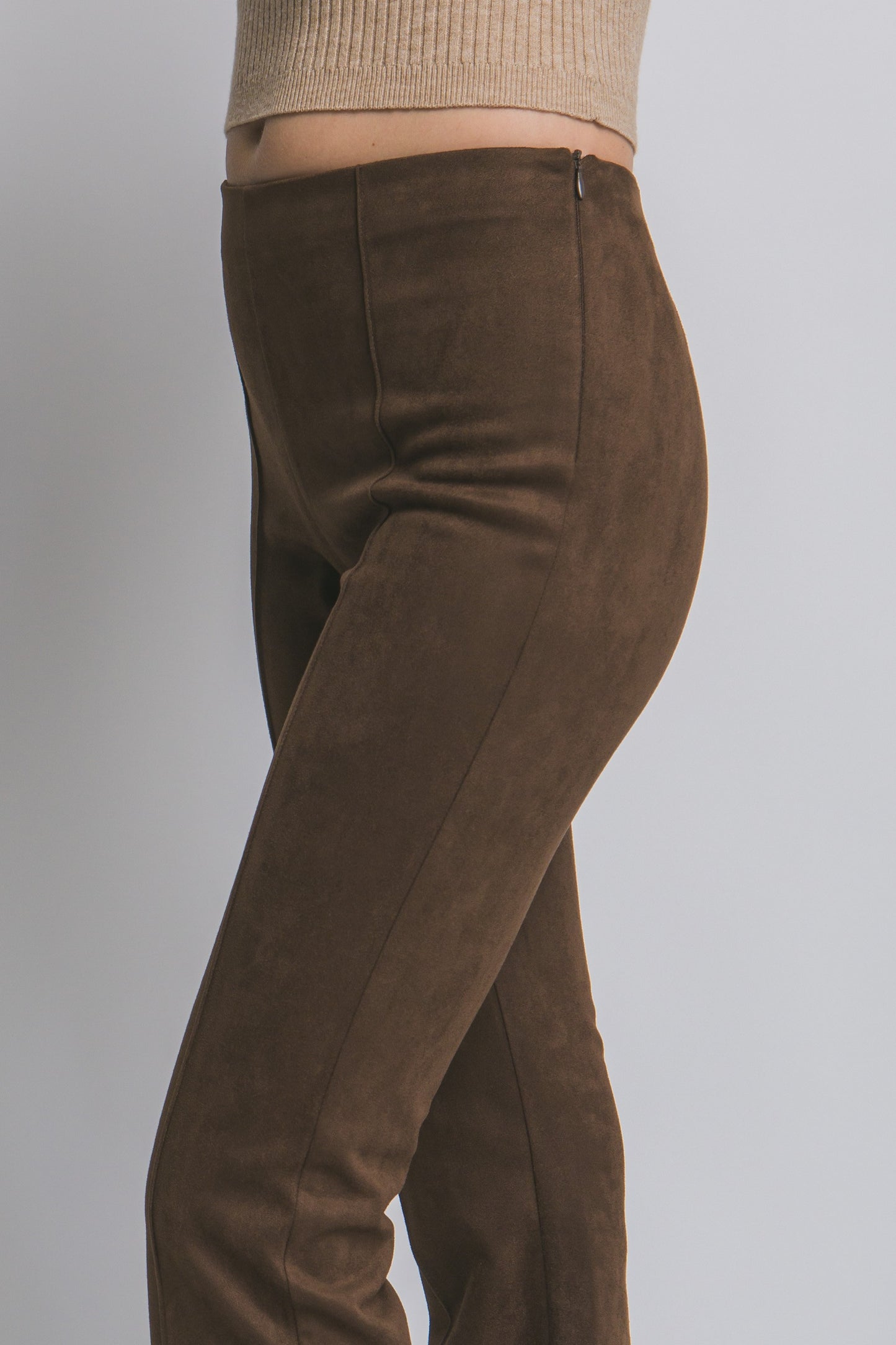Faux Suede Flare Pants