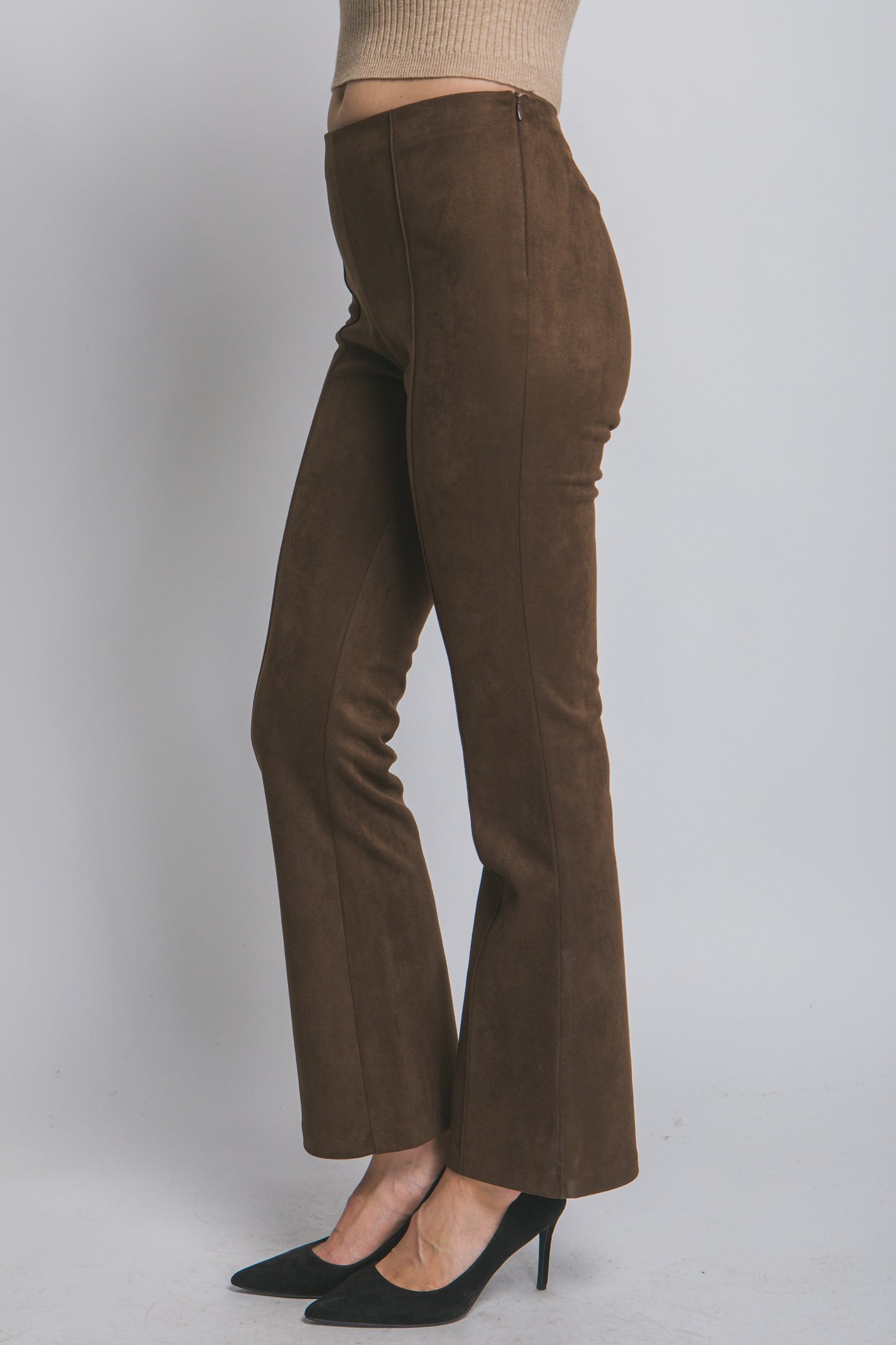 Faux Suede Flare Pants