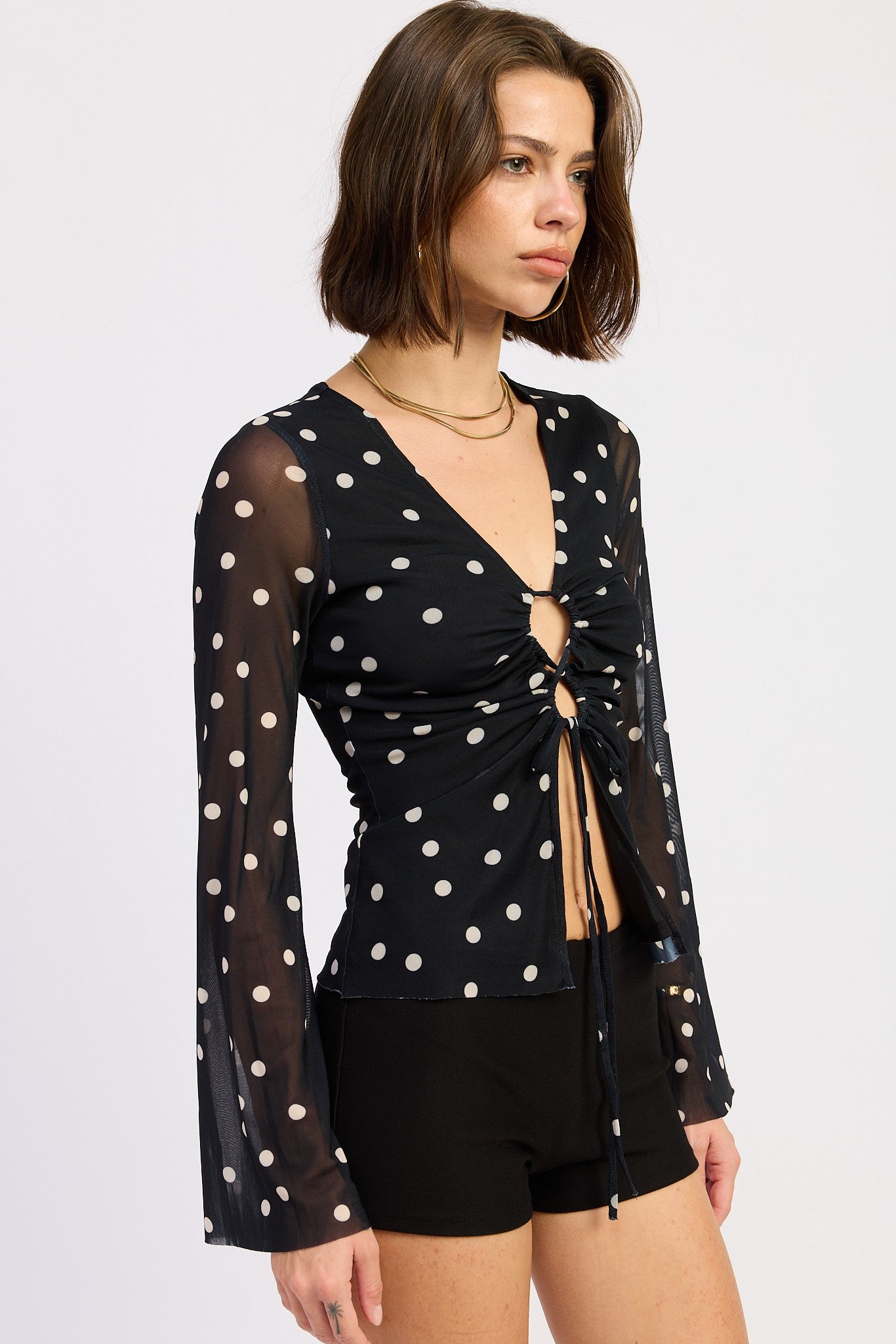 Criss Cross Polkadots Top