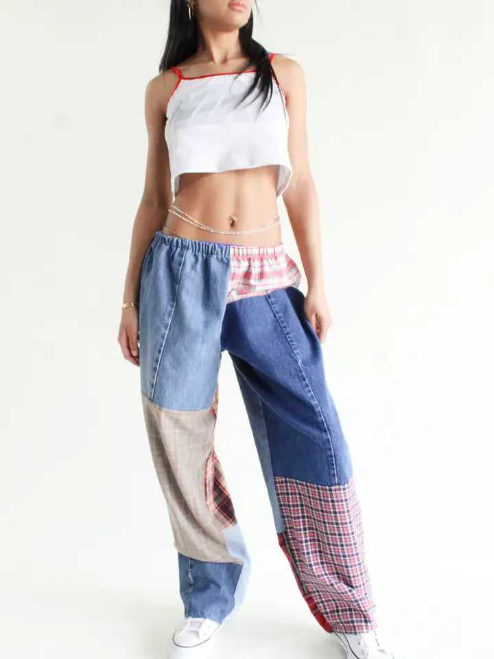 Pre-Order Flannel Denim Combo Pants