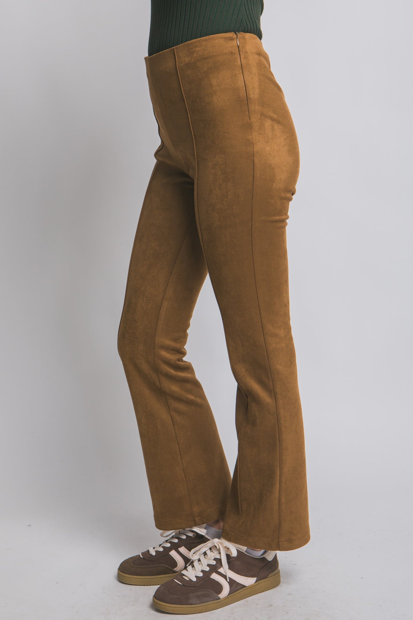 Faux Suede Flare Pants