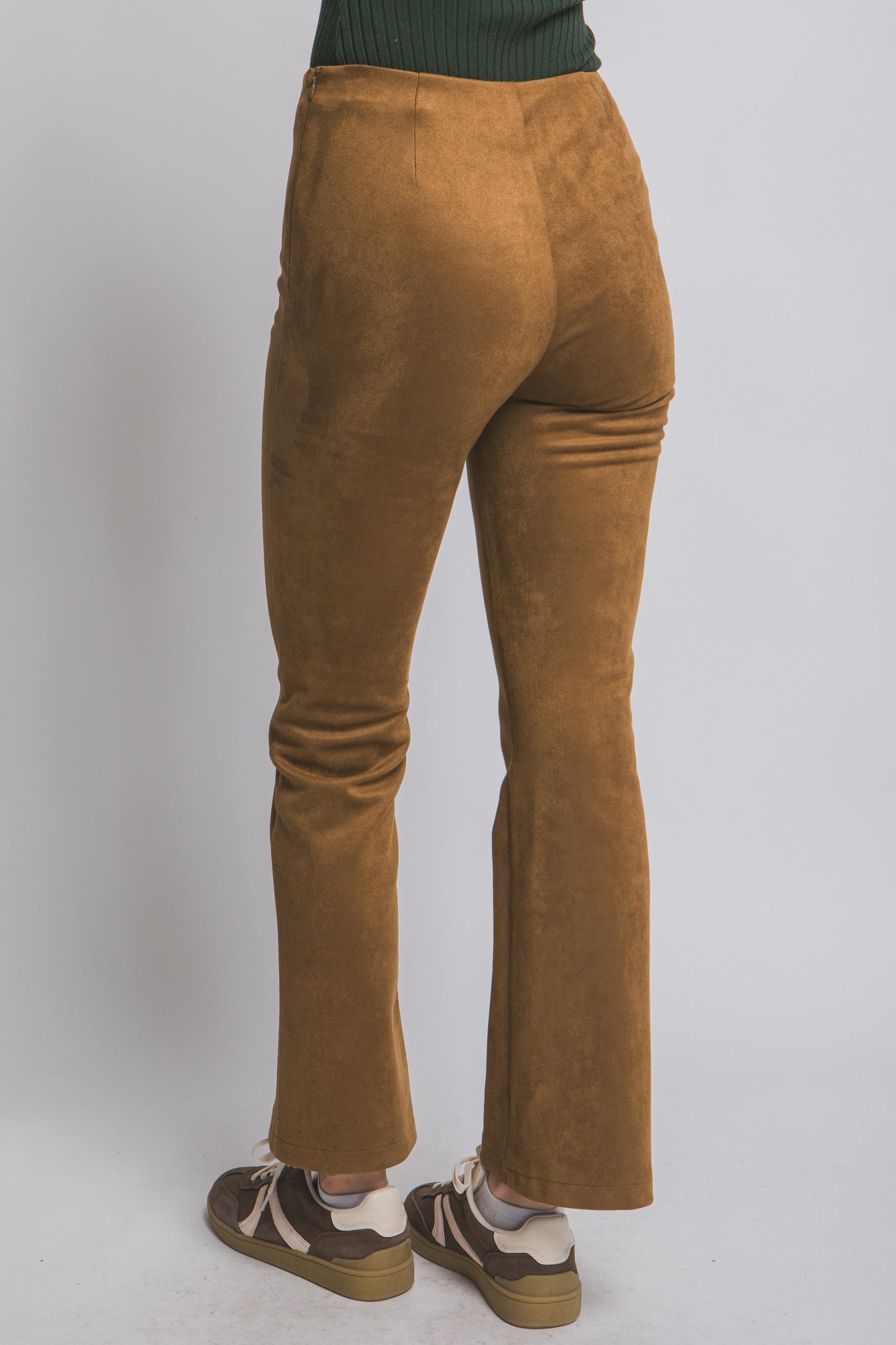Faux Suede Flare Pants