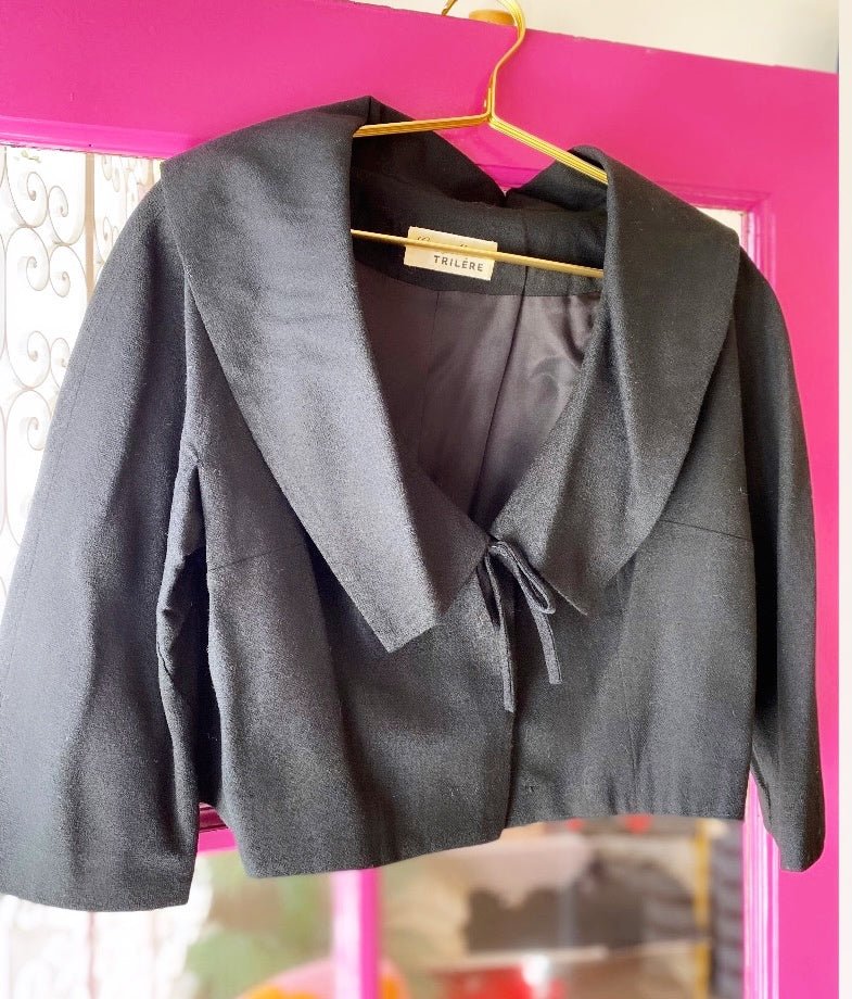 Georgette Trilere Black Bolero - Polkadots & Moonbeams LAVintageGeorgette Trilere Black Bolero
