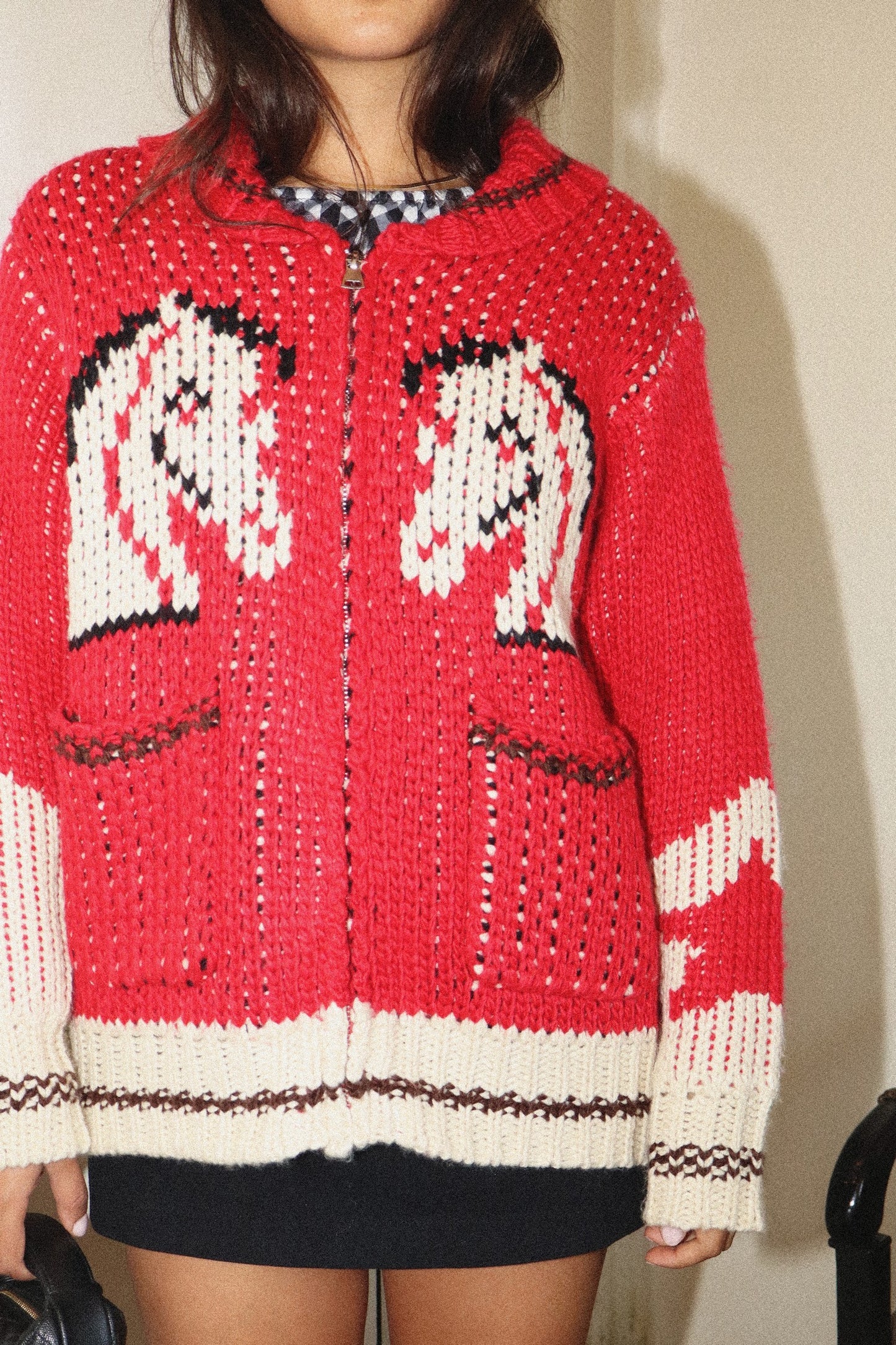 Horse Knit Western Zip Sweater