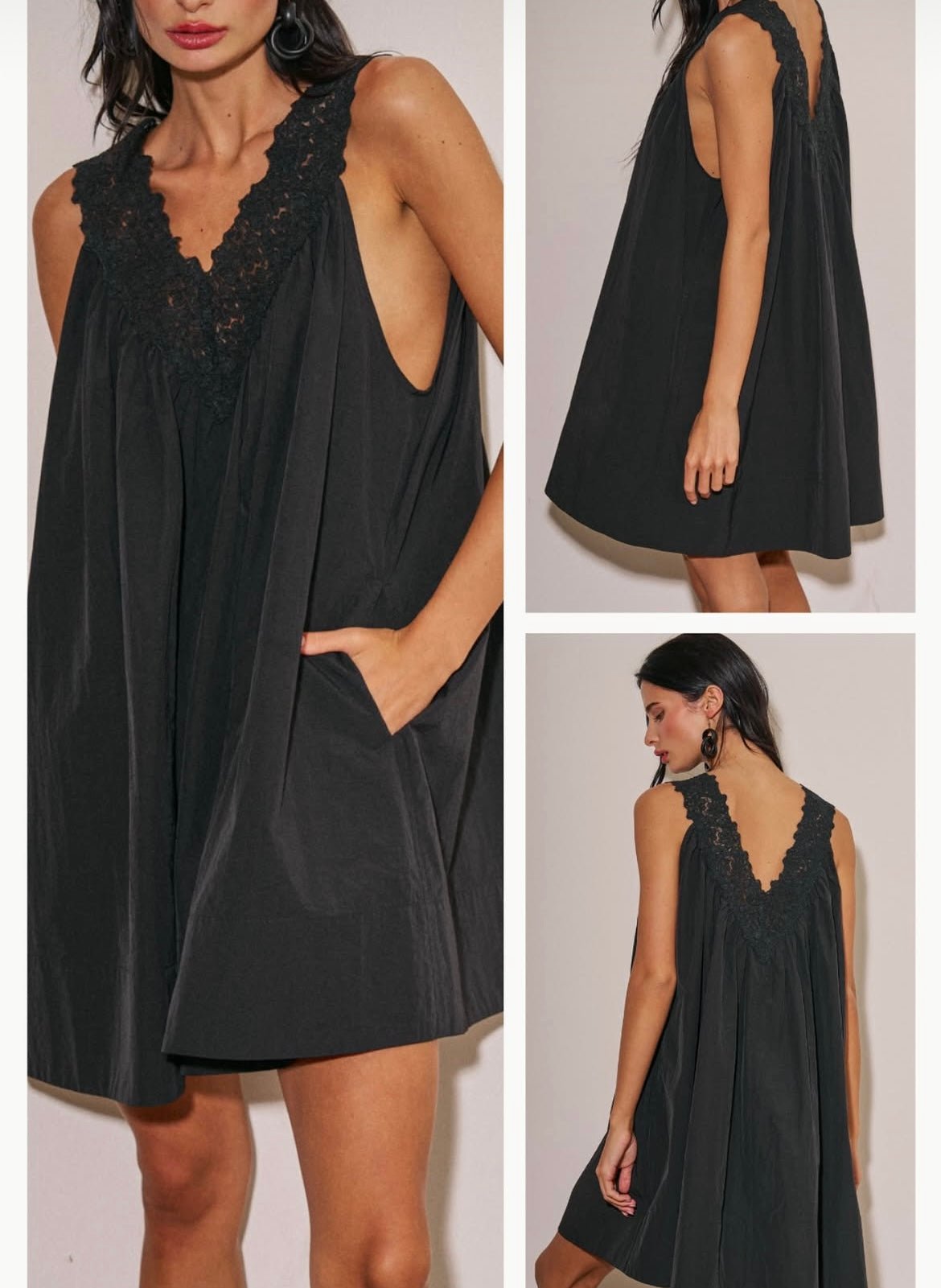 Lace Trim Mumu Mini - Polkadots & Moonbeams LAPolkadots & MoonbeamsBLACKS/MLace Trim Mumu Mini
