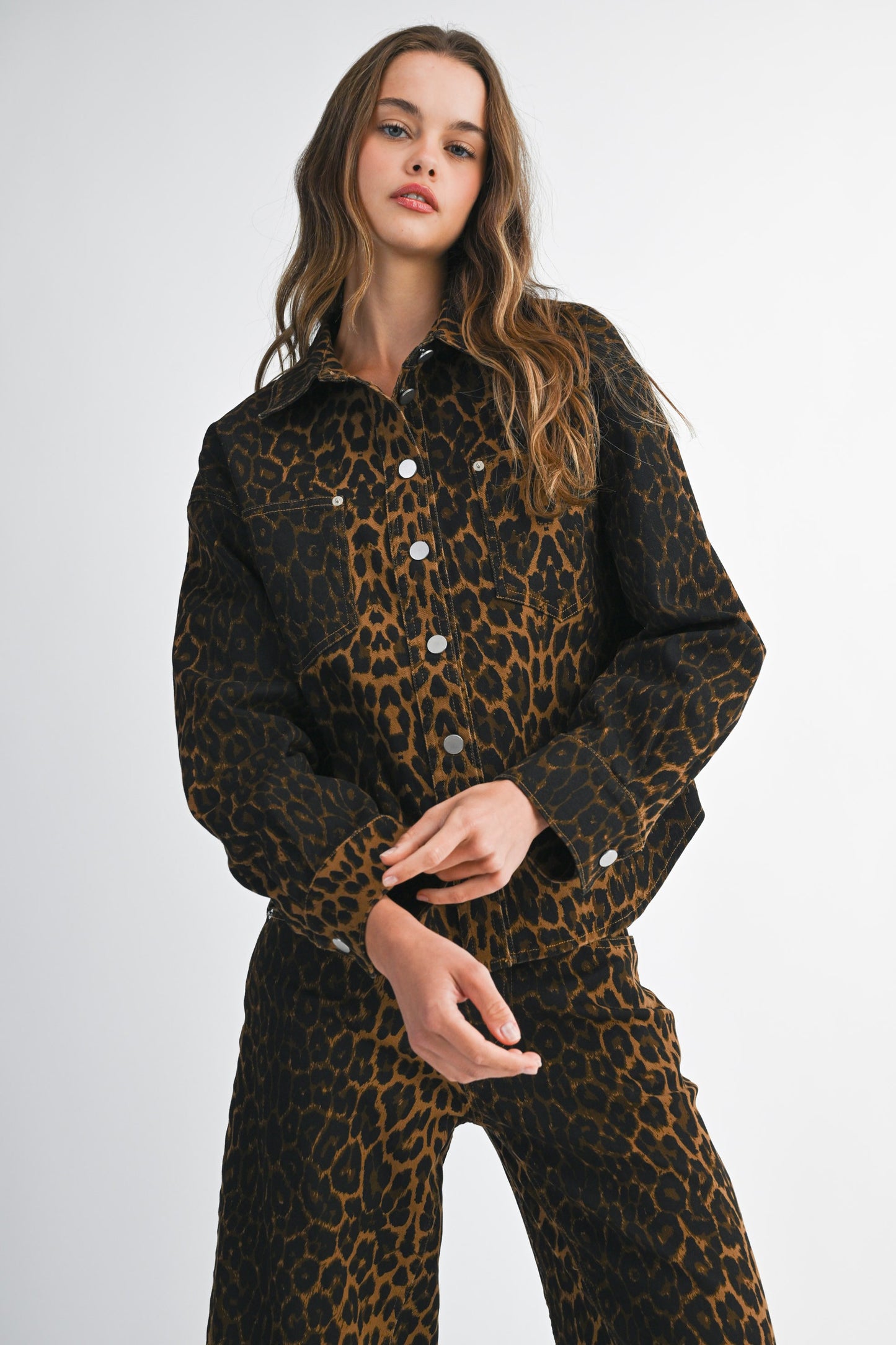 Pre-Order Leopard Denim Shacket