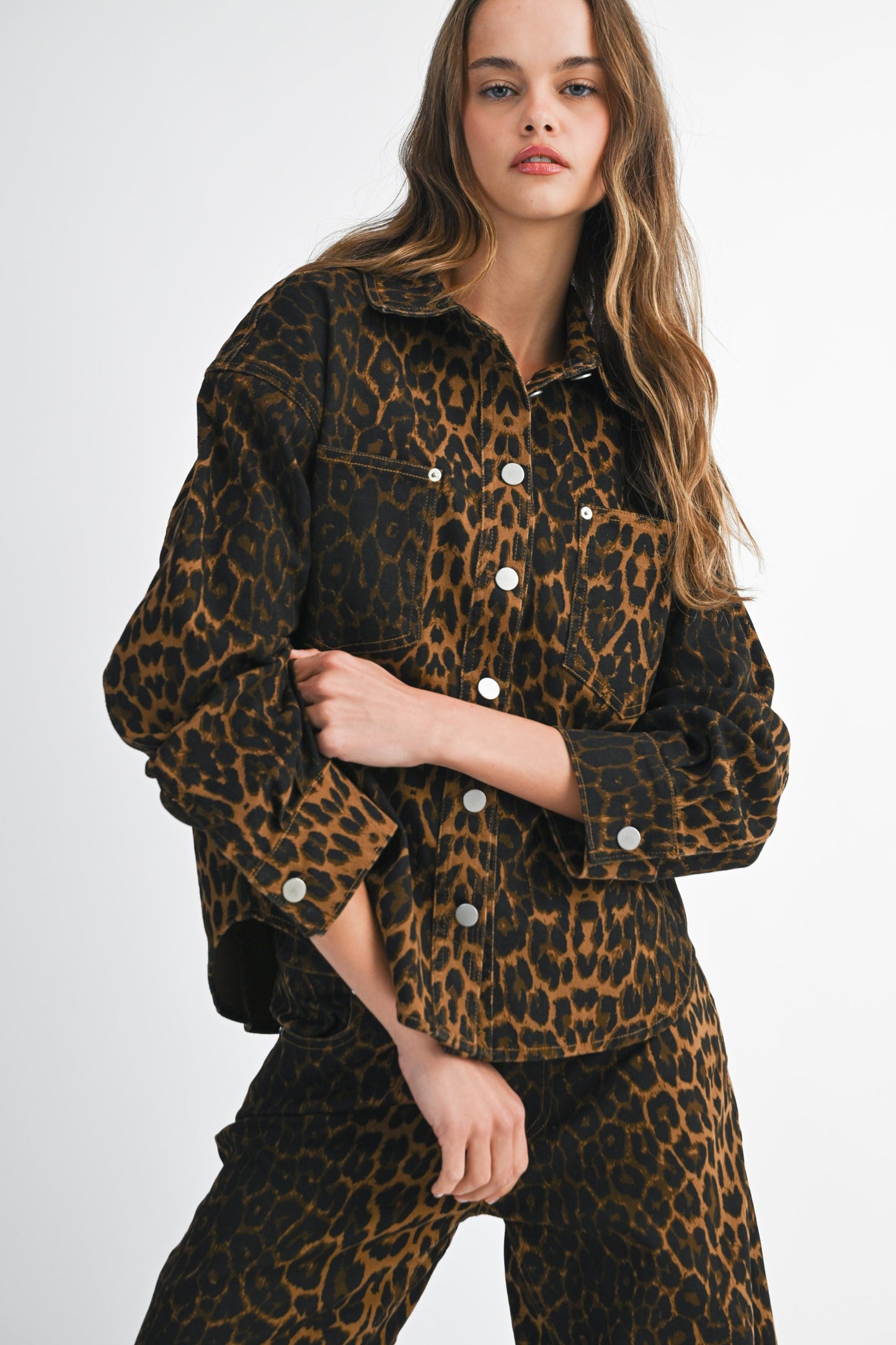 Pre-Order Leopard Denim Shacket