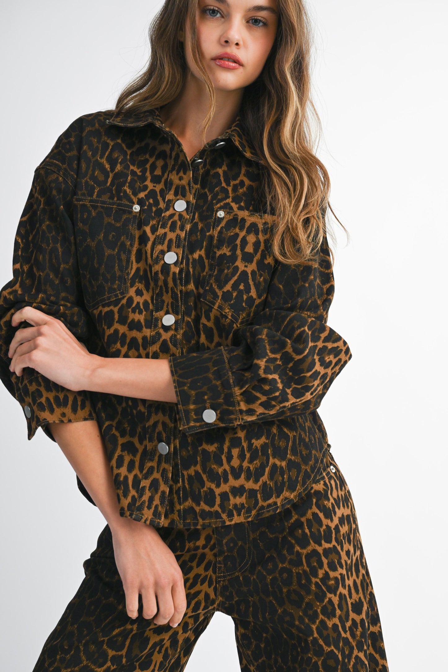 Pre-Order Leopard Denim Shacket