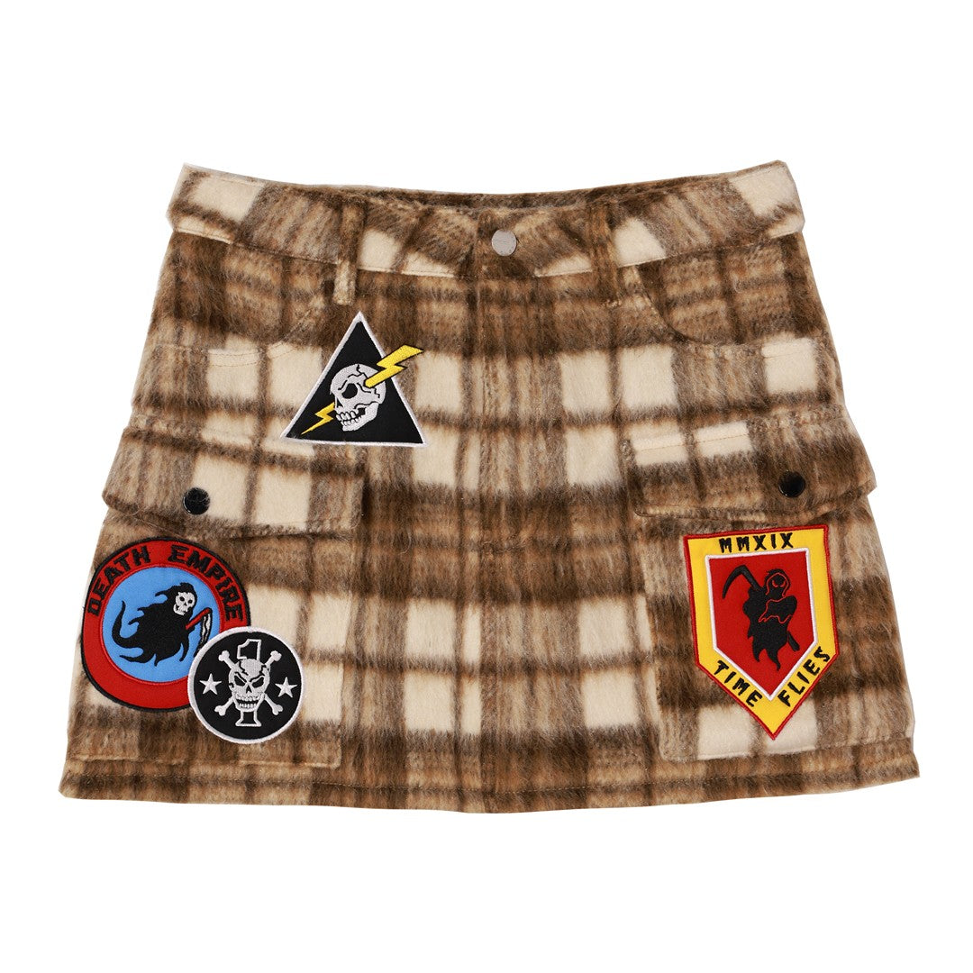 Logo Plaid Mini Skirt