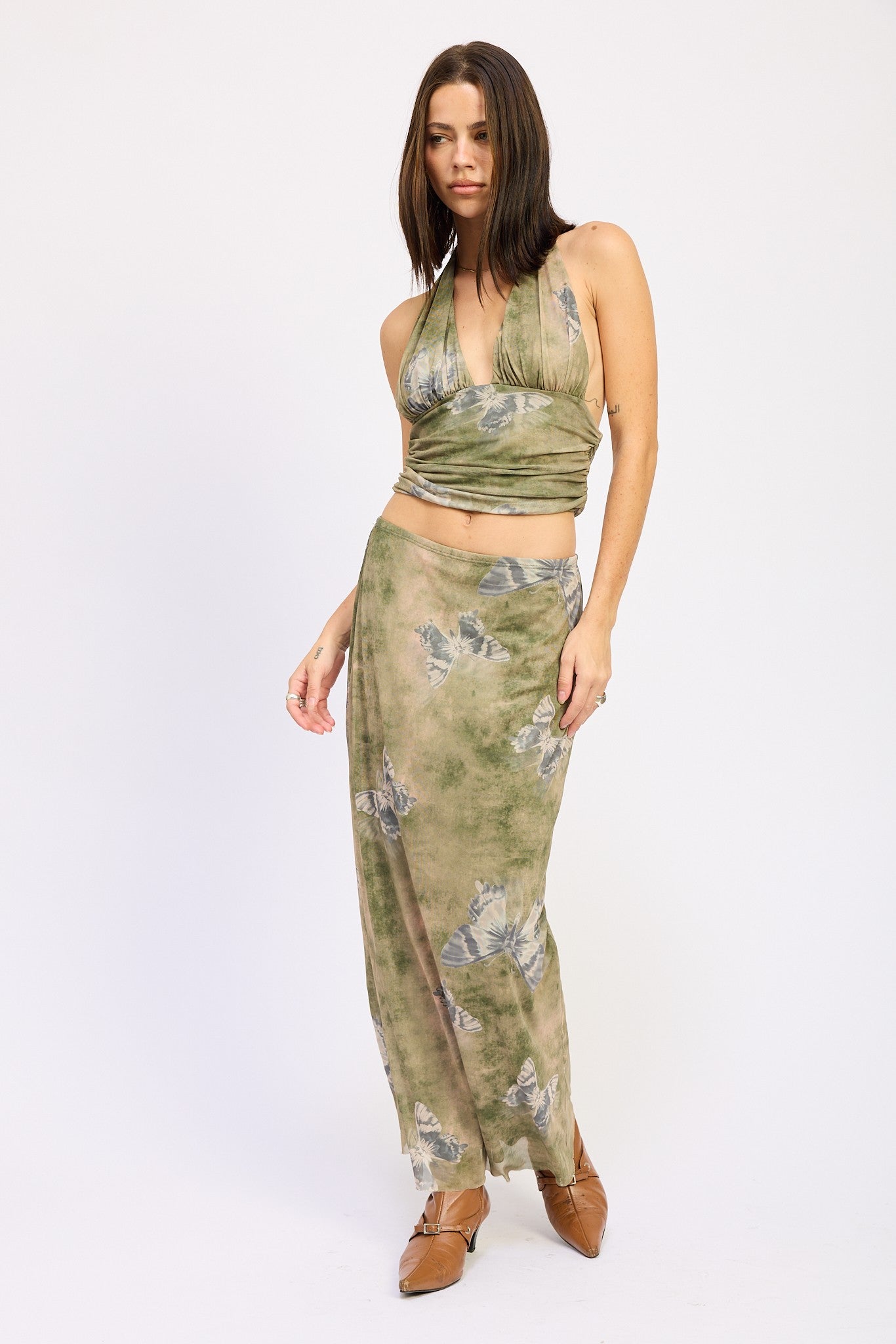 Mesh Butterfly Maxi Skirt