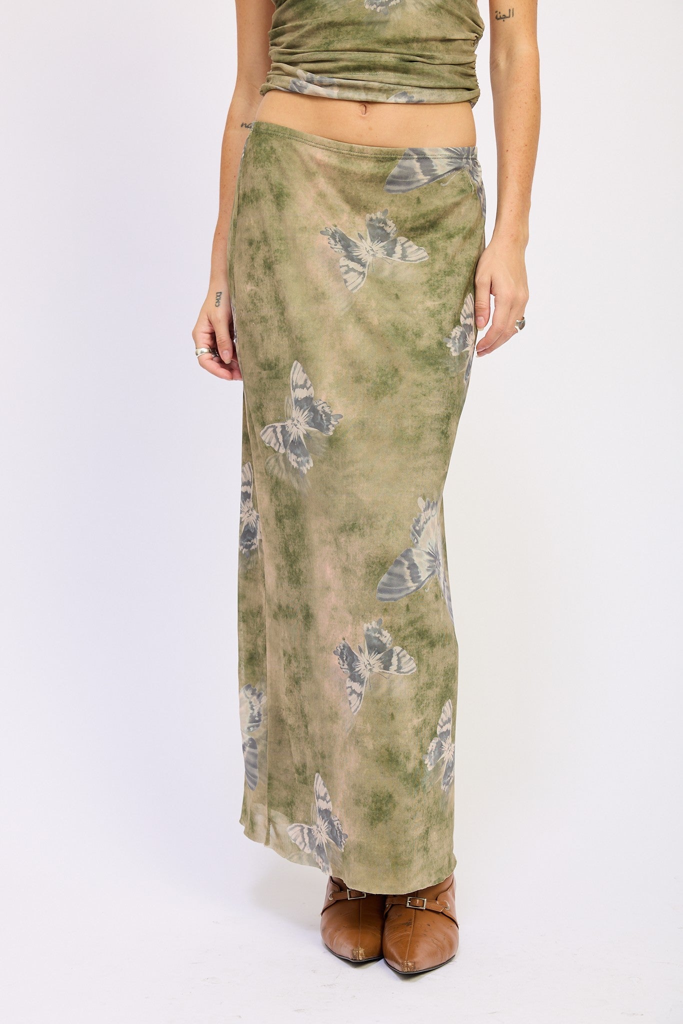 Mesh Butterfly Maxi Skirt