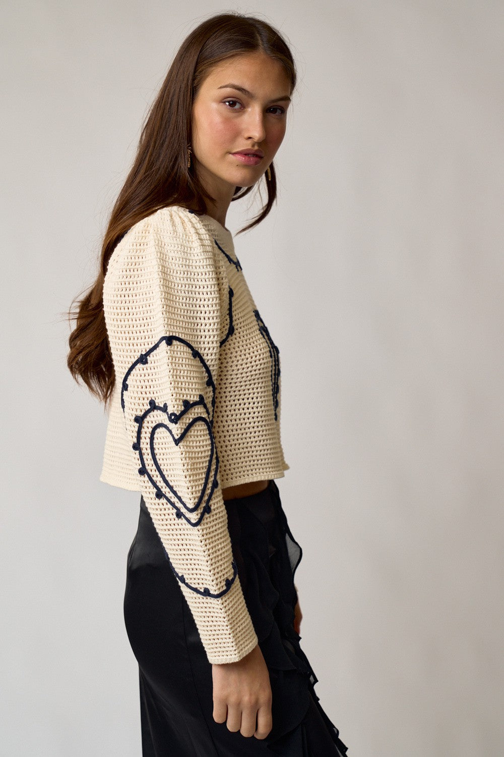 Embroidery Cropped Sweater