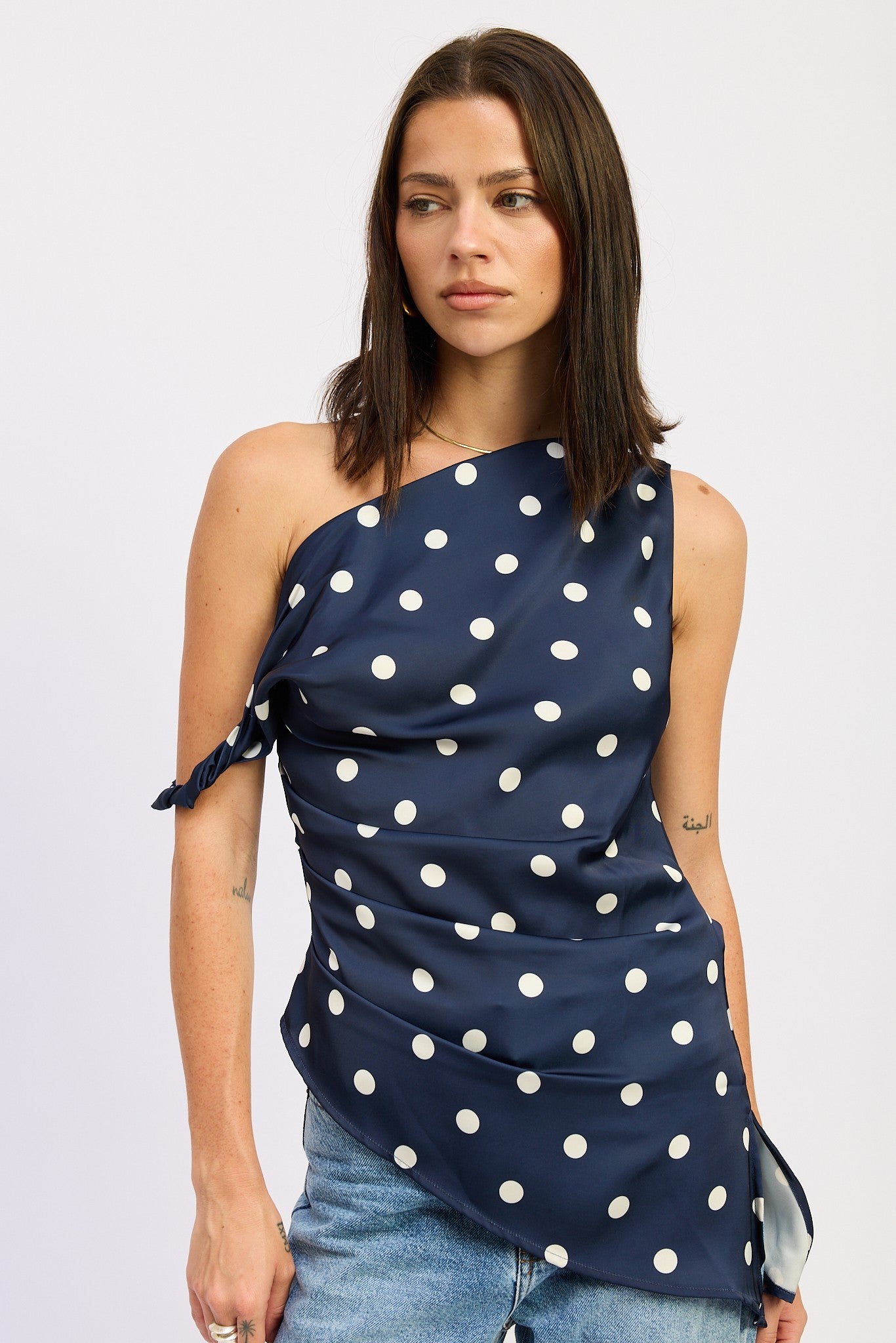 Asymmetrical Polkadots Top