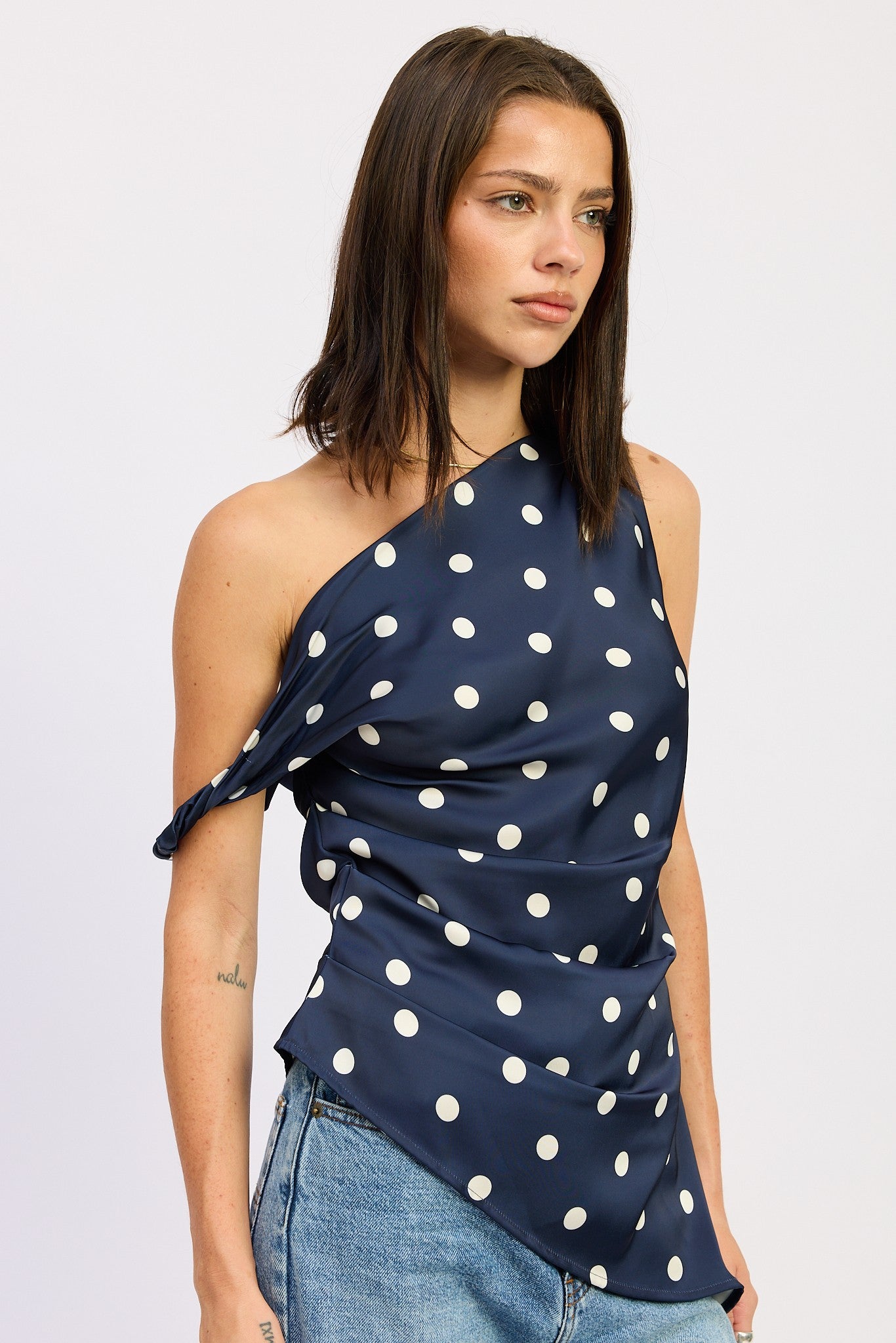 Asymmetrical Polkadots Top