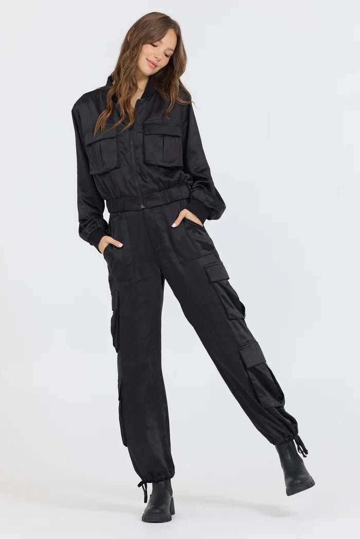 Satin Bomber - Polkadots & Moonbeams LAVintage HavanaBlackSSatin Bomber