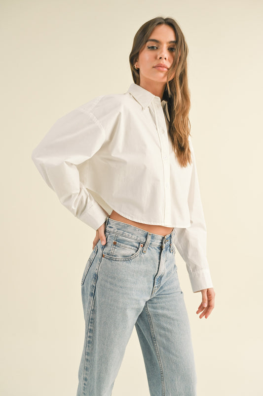 Selena Cropped Classic Button Down