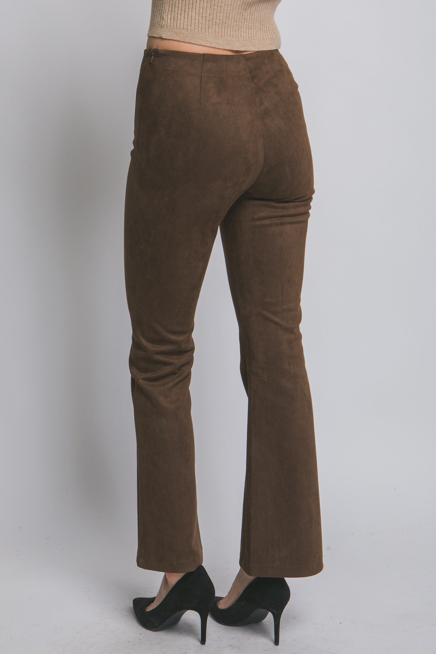 Faux Suede Flare Pants