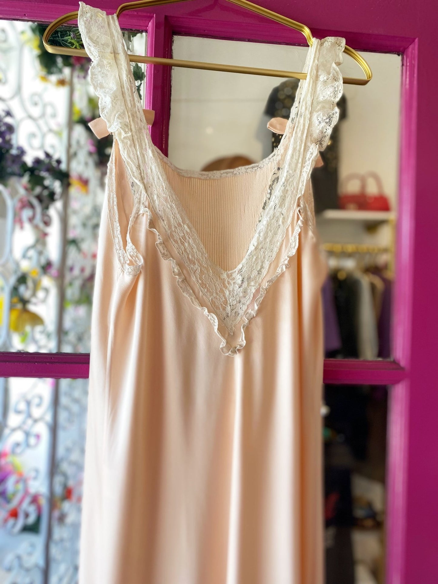 Vintage Pink Silk Slip Dress - Polkadots & Moonbeams LACaitlin NicoleVintage Pink Silk Slip Dress