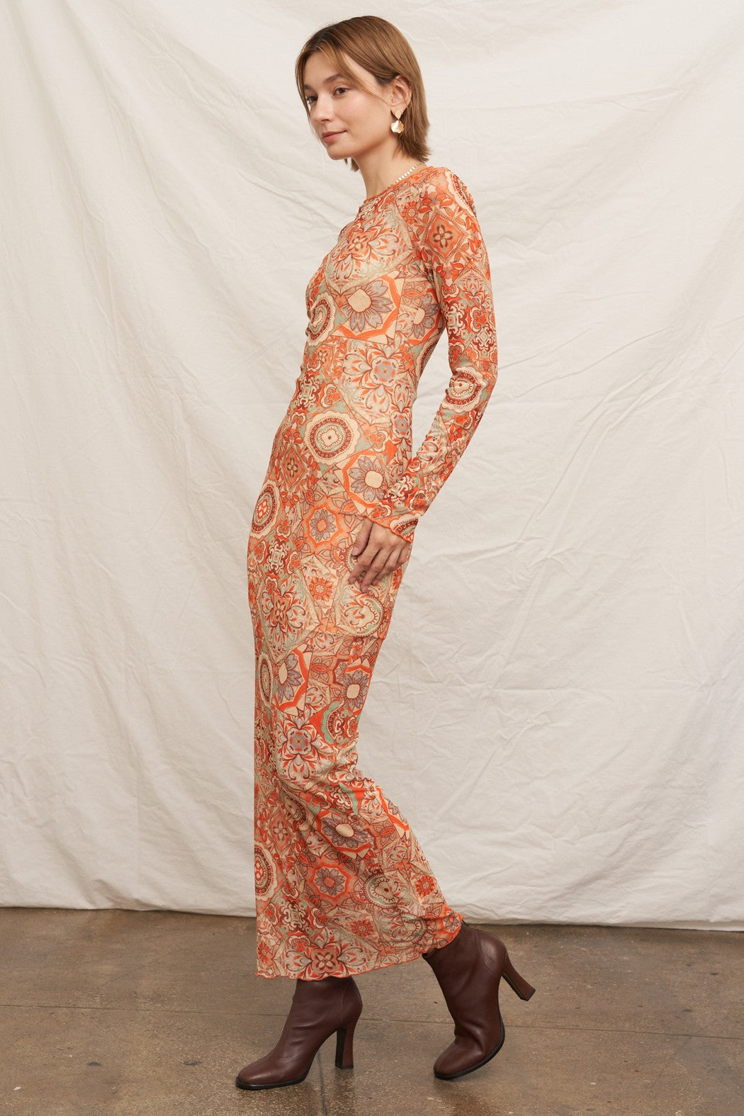 Mesh Boat Neck Maxi