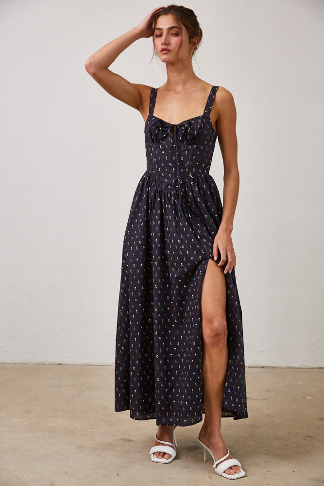 Wild Floral Poplin Maxi Dress