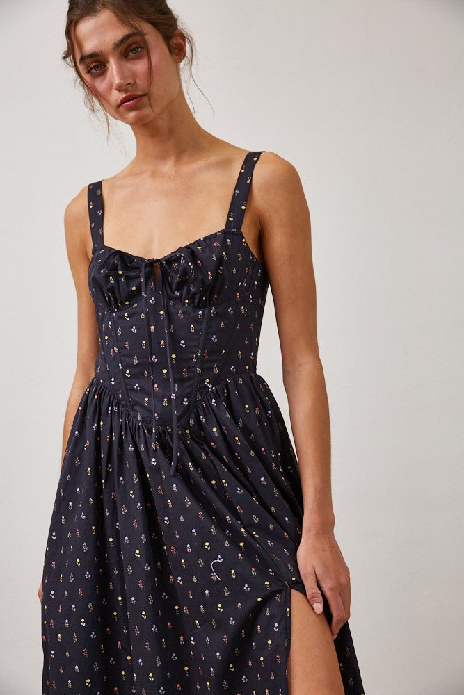 Wild Floral Poplin Maxi Dress