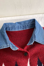 Argyle Knit Denim Cardigan