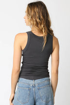 Malibu Ribbed Fitted Scoop Neck Tank Top