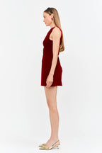 Carmine Red Velvet Dress