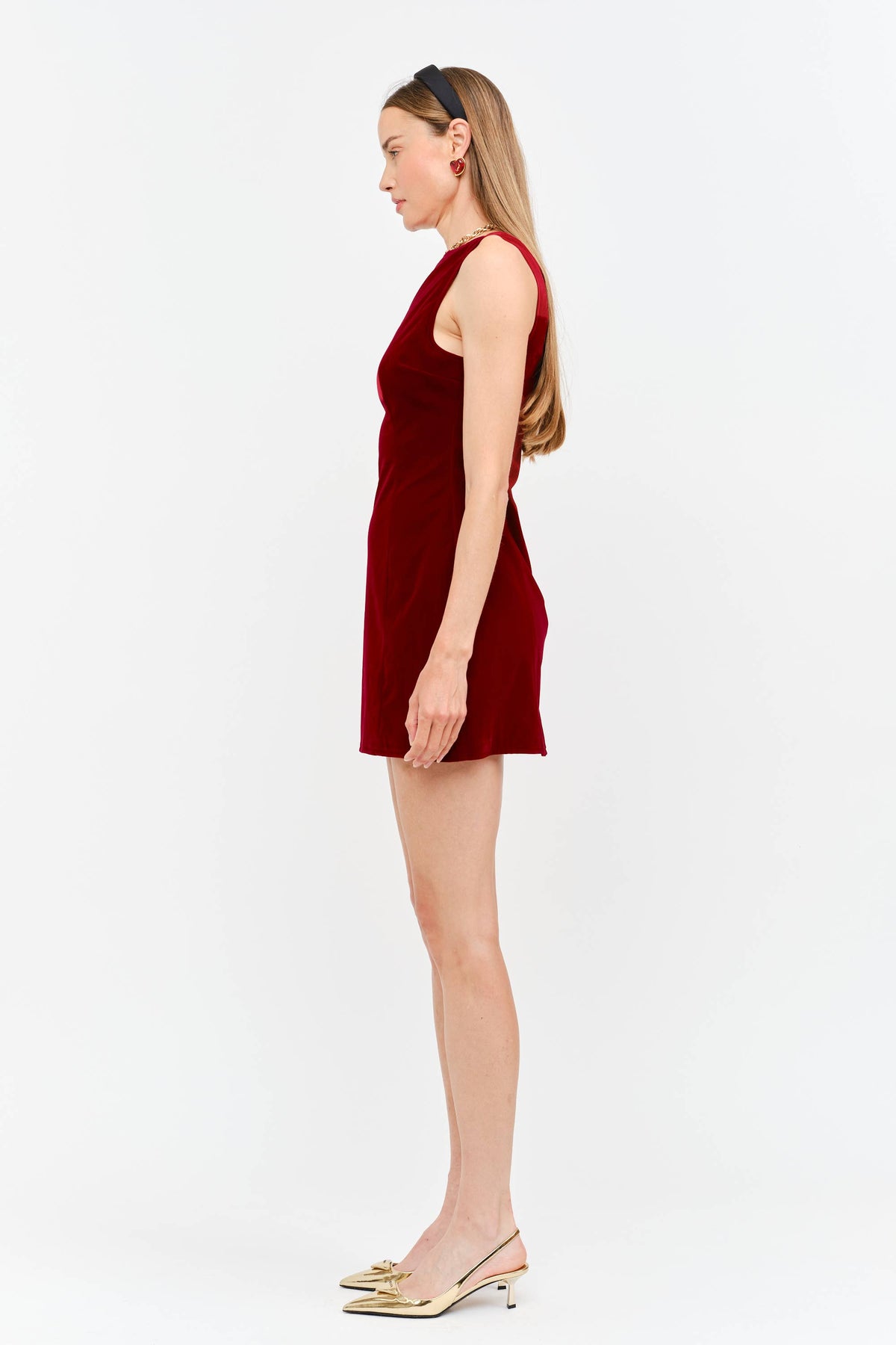 Carmine Red Velvet Dress