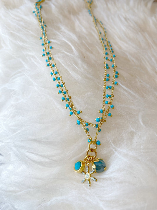 0802G Double Strand beaded Necklace - Polkadots & Moonbeams LALa Vie Parisienne0802G Double Strand beaded Necklace