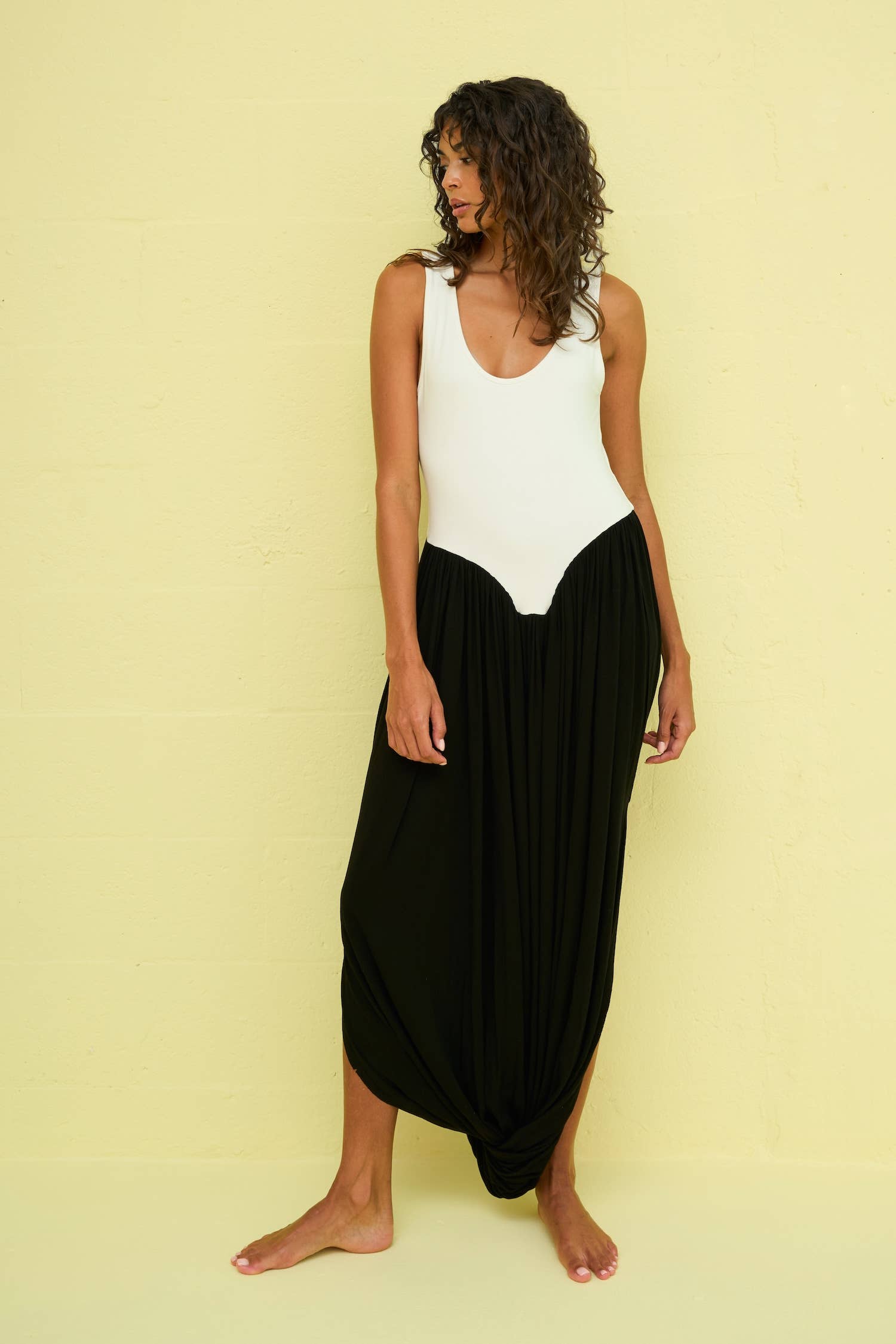 Colorblock Draped Knit Jumpsuit