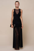 Mesh Contrast Sheer Maxi