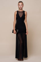 Mesh Contrast Sheer Maxi